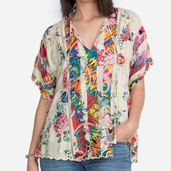Johnny Was Tops - Nwt Silk Johnny Was Virgil Blouse SUMMER🌞